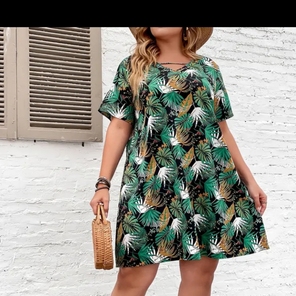 Tropical Leaf Print Dress